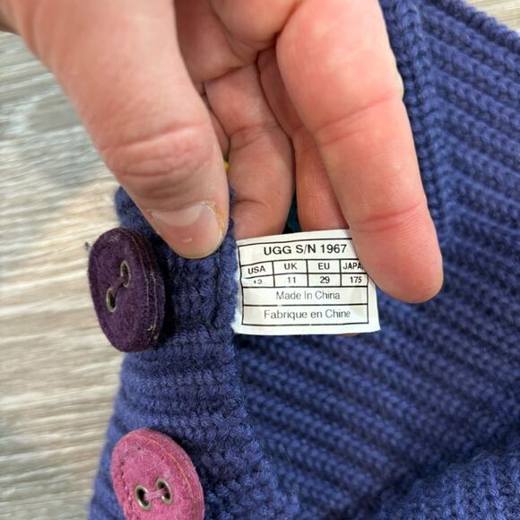 UGG Cardy II Girls Sweater Knit Tall Flip Top Boots 1967 Classic Button sz 12 - Picture 6 of 7